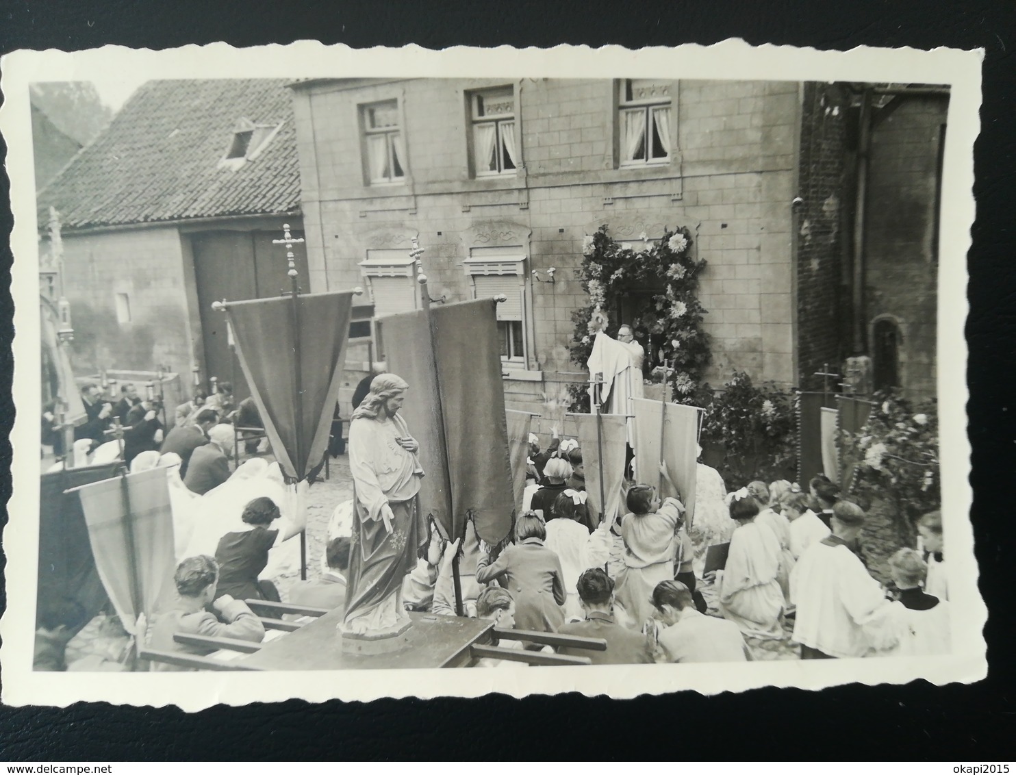 GÉROMPONT AOÛT 1952 PROCESSION SITUATION À DÉTERMINER BELGIQUE WALLONIE BRABANT WALLON RAMILLIES 4 PHOTOS ORIGINALES - Ramillies