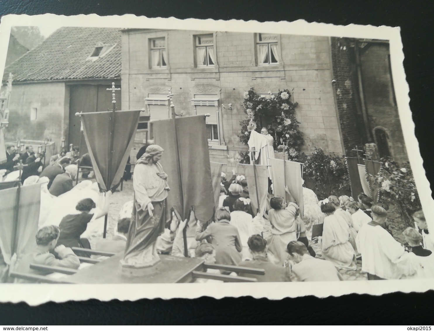 GÉROMPONT AOÛT 1952 PROCESSION SITUATION À DÉTERMINER BELGIQUE WALLONIE BRABANT WALLON RAMILLIES 4 PHOTOS ORIGINALES