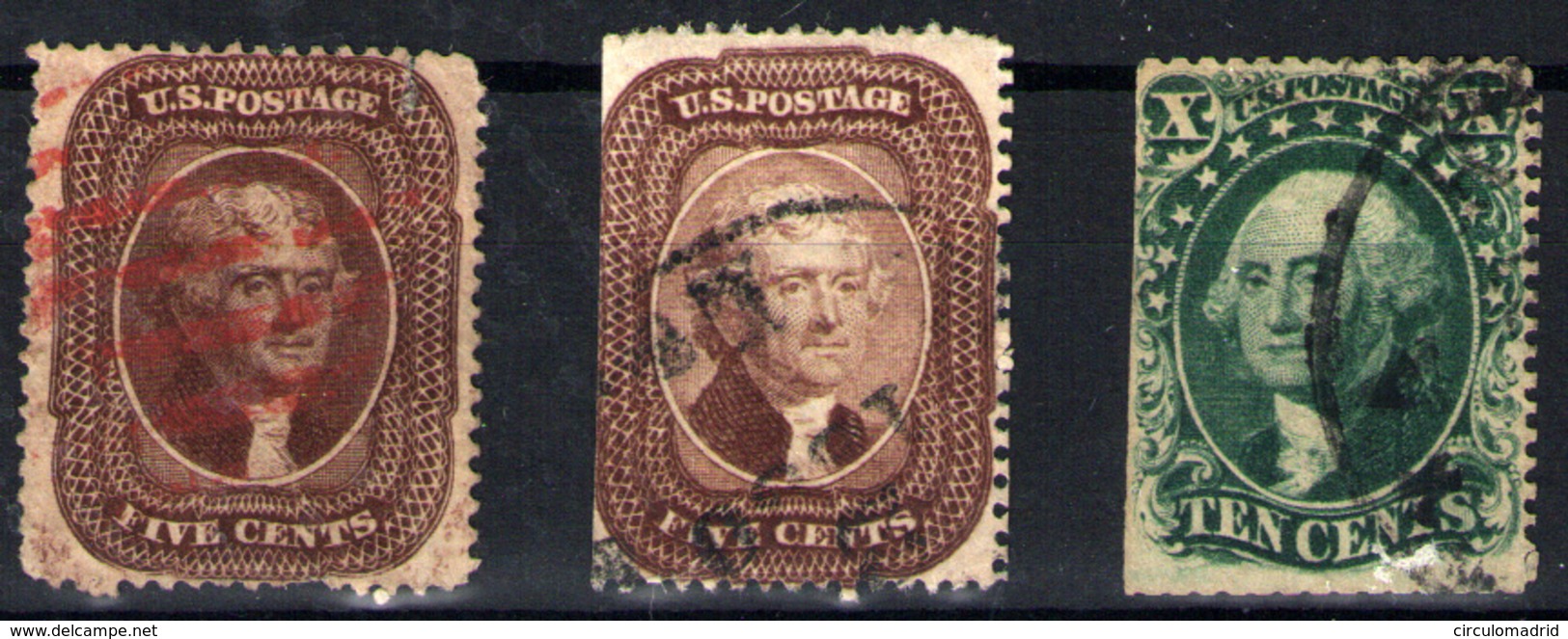 Estados Unidos  Nº 11a, 12/13. Año 1857/60 - Used Stamps