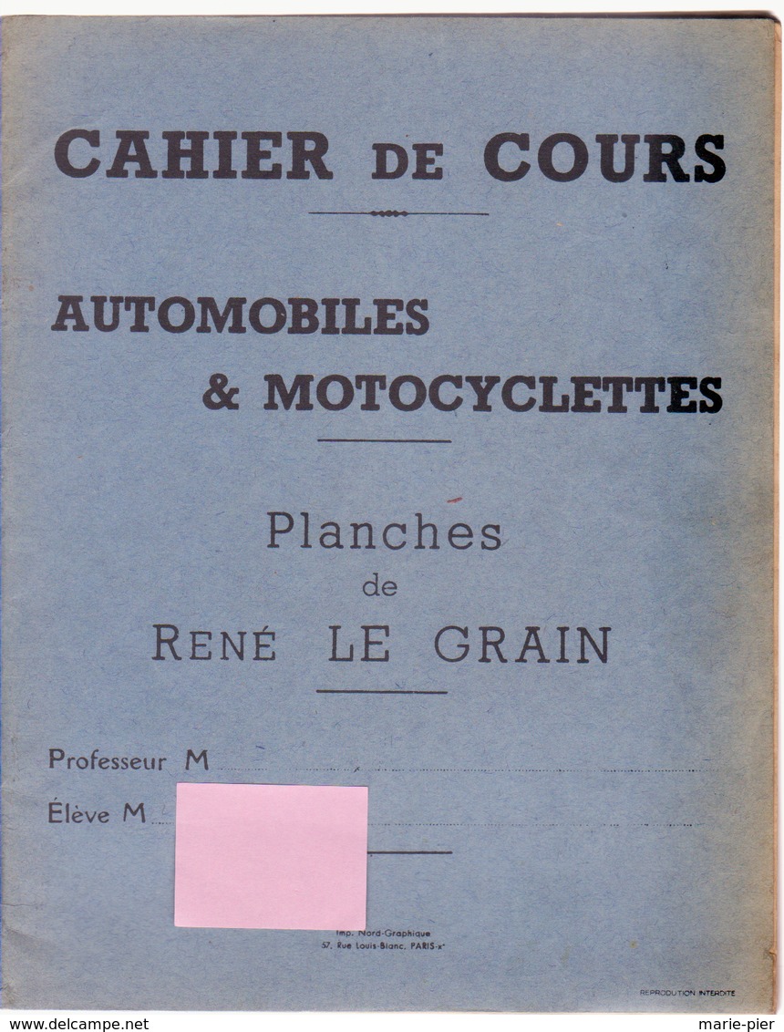 Cahier De Cours "automobiles Et Motocyclettes" - Macchine