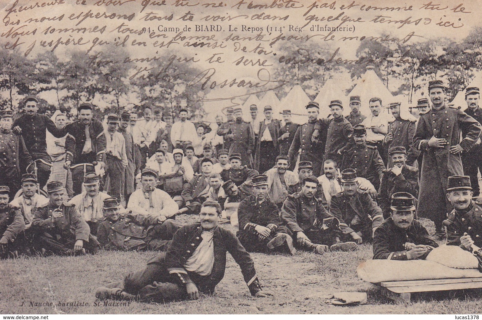 86 POITIERS LE CAMP DE BIARD LE REPOS LE 144 Ieme REG D INFANTERIE / CARTE ENVOYEE A CONSTANTINE PAR BATNA - Régiments