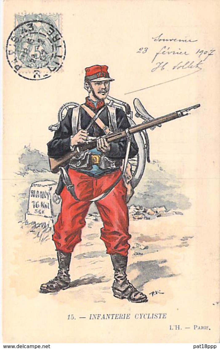 MILITARIA ( France ) UNIFORME - Infanterie Cycliste - Joile CPA Colorisée Illustrée 1907 - Frankreich Frankrijk Francia - Uniformen