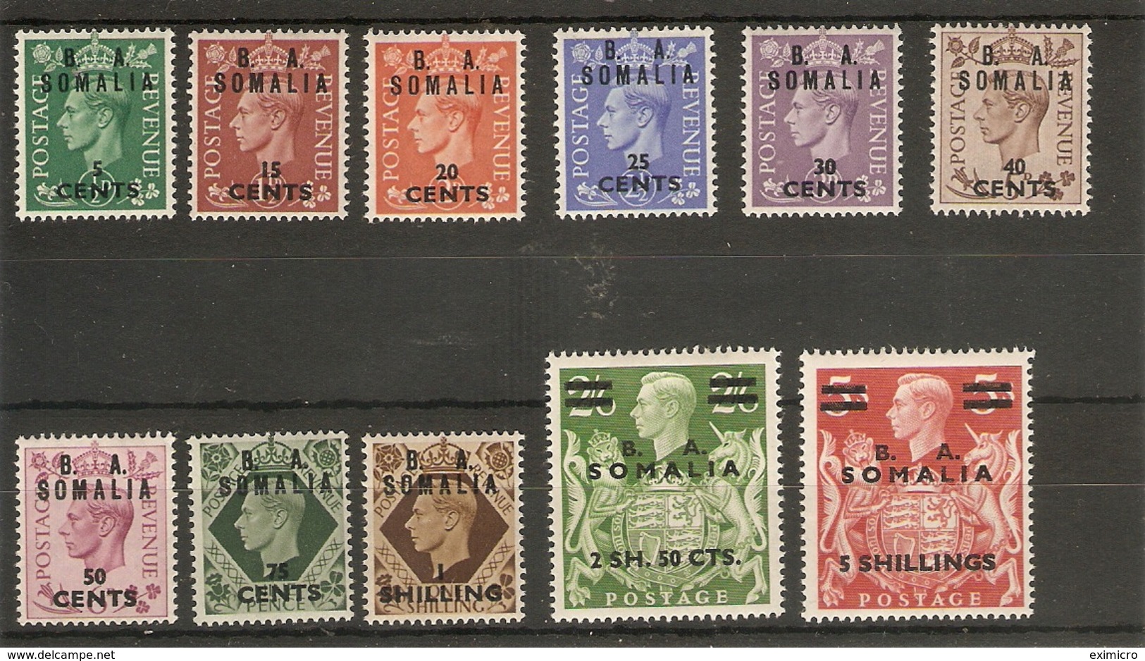 BOIC - SOMALIA 1950 SET SG S21/S31 LIGHTLY MOUNTED MINT Cat £35 - Other & Unclassified