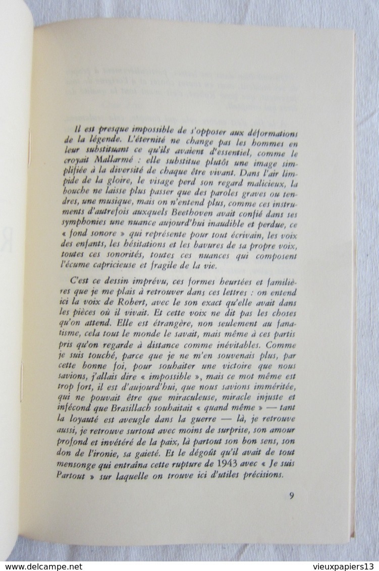 1970 Vingt Lettres De R. Brasillach - Avant-propos De Maurice Bardèche - Autres & Non Classés