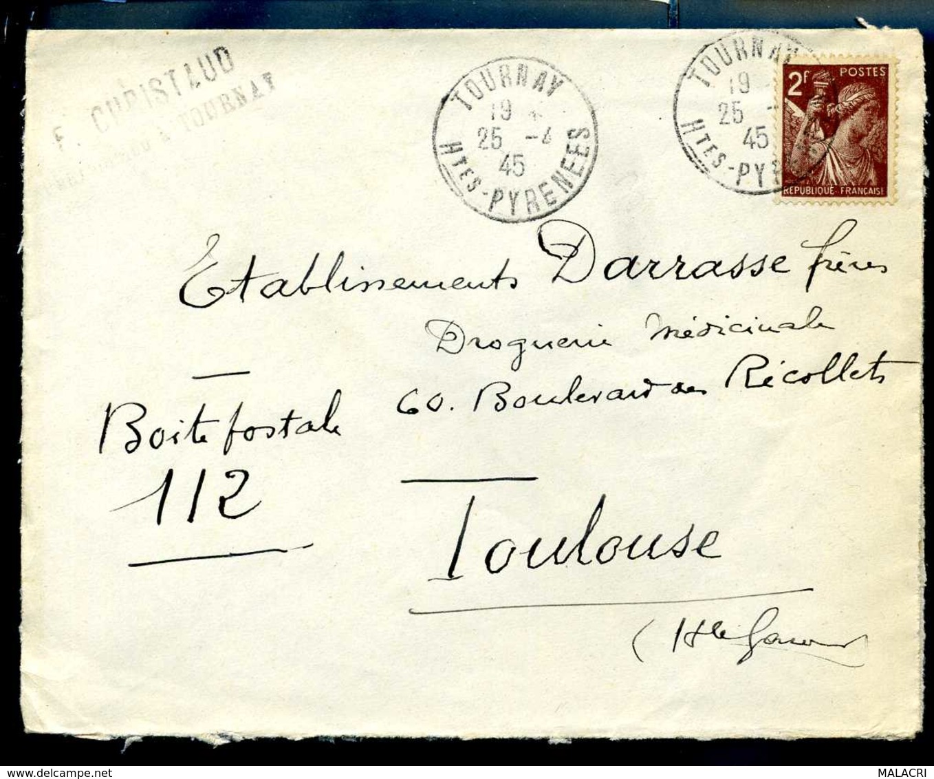 Tournay 25-04-1945  2 Francs   N°-4421 - 1921-1960: Période Moderne