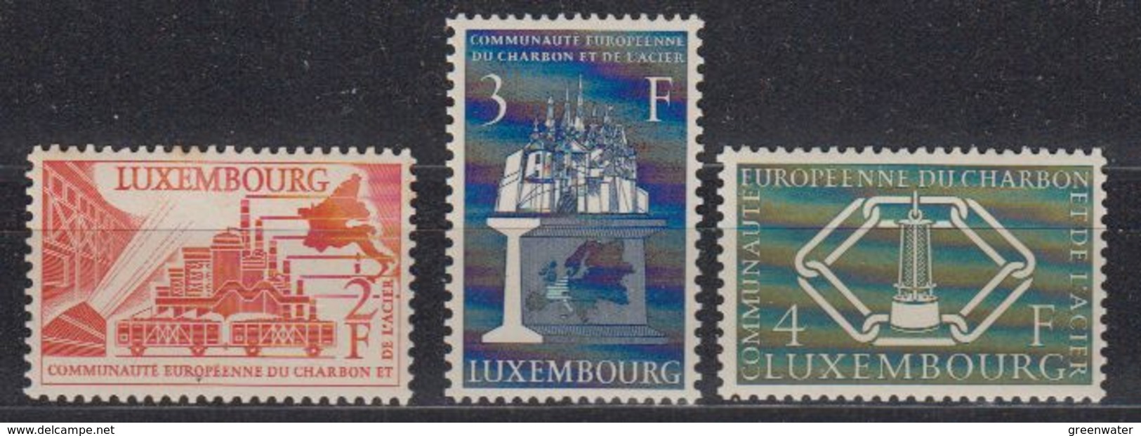 Luxemburg 1956 Montanunion 3v ** Mnh (2Fr Some Brown Spots On Gum) (43567A) - Idées Européennes