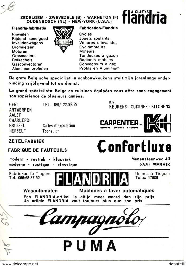 VAN DE VYVER Arthur BEL (Breendonk (Antwerpen), 29-2-'48) 1975 Flandria - Carpenter - Ciclismo