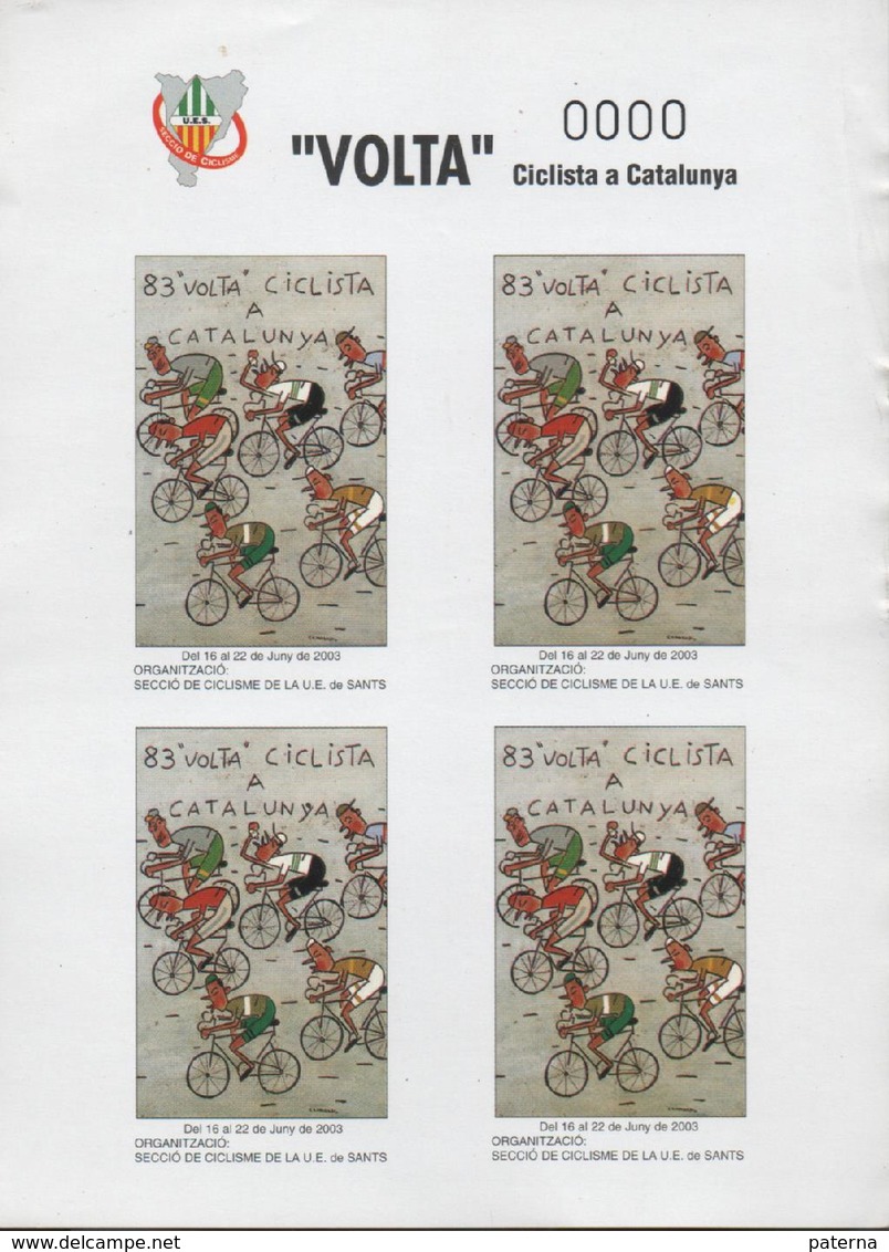 3421 Bloque 4 Viñetas VOLTA Ciclista A Catalunya 2003, Sin Dentar, Label, Cinderella **, Nº 0000 - Variétés & Curiosités