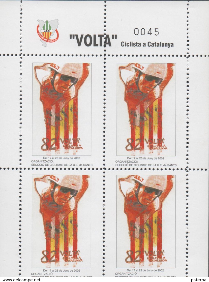 3421 Bloque 4 Viñetas VOLTA Ciclista A Catalunya 2002,  Dentada  Label, Cinderella **, - Variétés & Curiosités