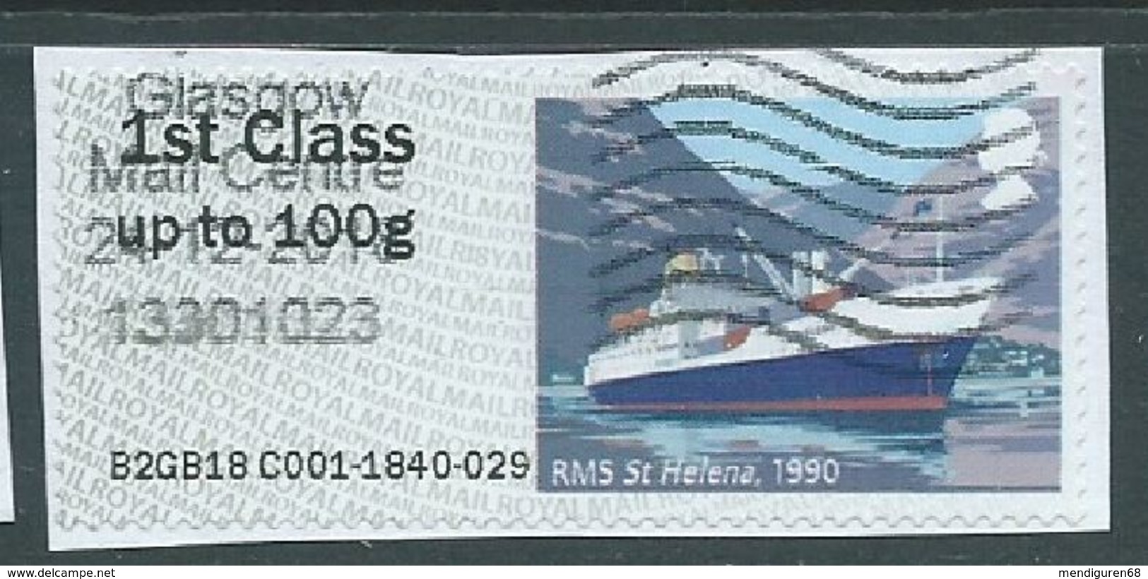GROSSBRITANNIEN GRANDE BRETAGNE GB 2018 POST&GO ROYAL MAIL HERITAGE:RMS ST HELENA, 1990 FC Up To 100g SG FS212 MI AT144 - Post & Go (automaten)