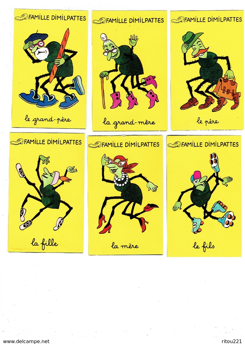 Cartes à Jouer Jeu 5 Familles DROLES D'ANIMAUX Pomme D'API - Poule Tortue Taupe Cerf Parapluie Coq Chasseur ARAIGNÉE - Andere & Zonder Classificatie