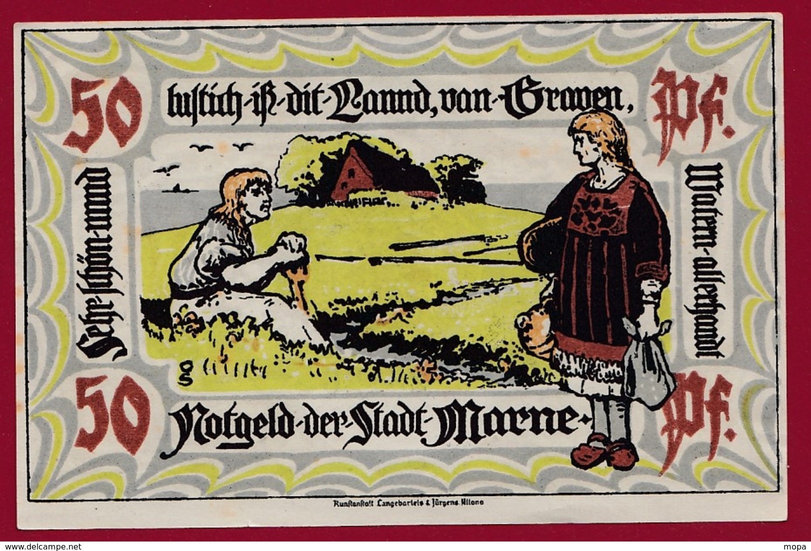 Allemagne 1 Notgeld 50 Pfenning Stadt Marne  ( RARE) Dans L'état Lot N ° 4371 - Collections