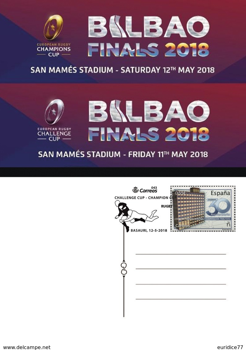 Spain 2018 - Challenge Cup- Champion Cup. Rugby. Basauri Special Postmark Postcard - Nuevos