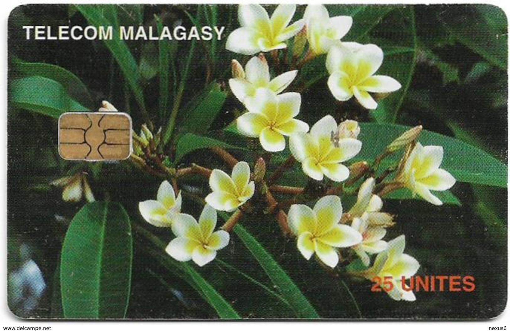 Madagascar - Telecom Malagasy - Frangipani Flowers - 25Units, Chip AX02, 1.600.000ex, Used - Madagascar