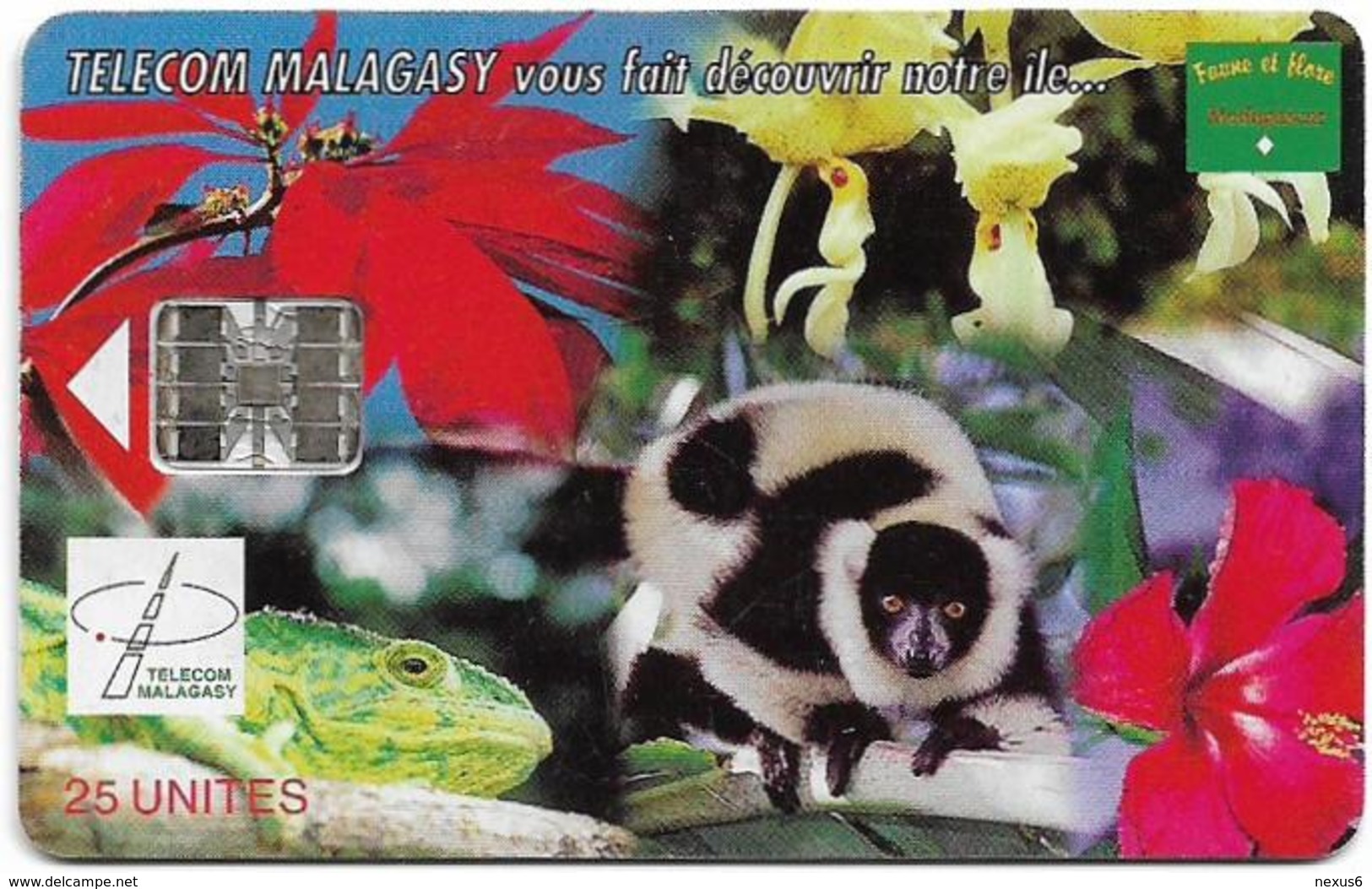 Madagascar - Telecom Malagasy - Nature Of Madagascar (Animals & Flowers) - 25Units, SC7, 600.000ex, Used - Madagascar