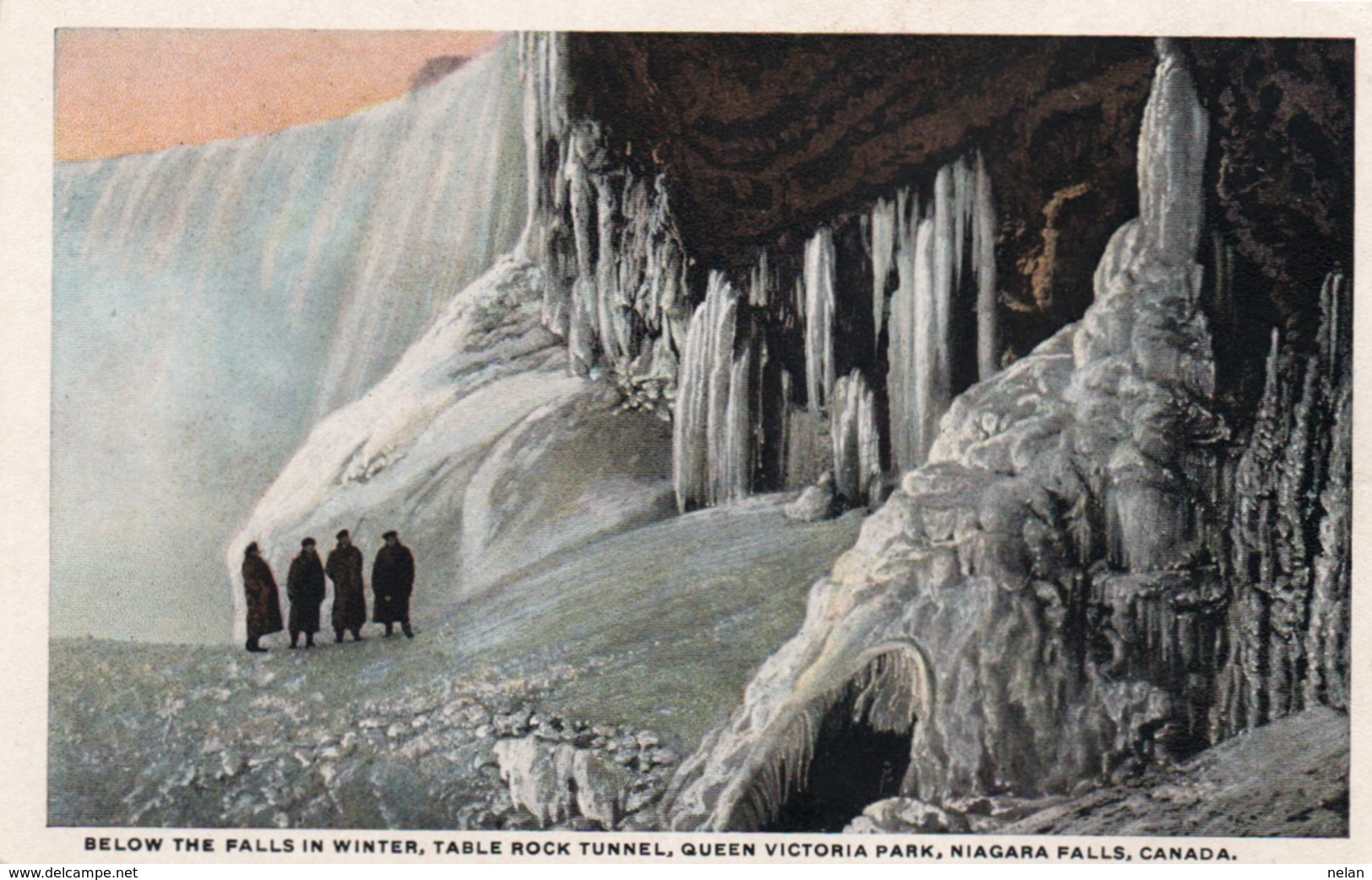 BELOW THE FALLS IN WINTER-TABLE ROCK TUNNEL-QUEEN VICTORIA PARK-NIAGARA FALLS-CANADA-NON VIAGGIATA - Niagara Falls