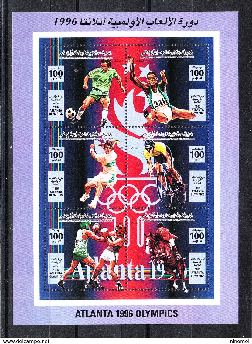 Libia   Lybia  - 1996: Calcio,ciclismo,boxe,ippica,tennis.Soccer, Cycling, Boxing, Horse Racing,tennis. Complete MNH Set - Estate 1996: Atlanta