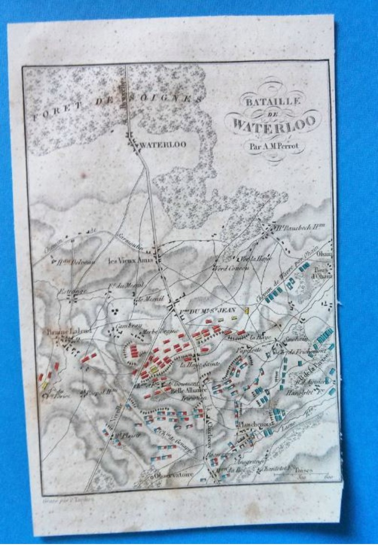 Bataille De Waterloo Par A.M.Perrot, Carte Ancienne Gravé Par P.Tardieu - Geographical Maps