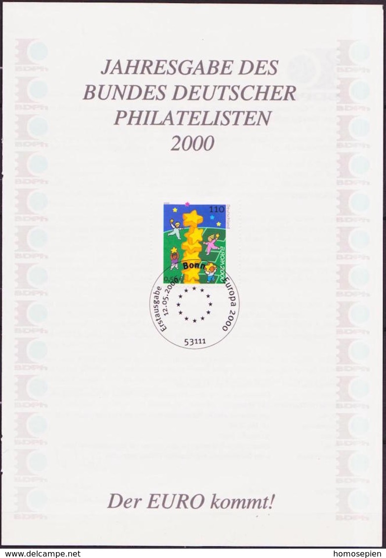 Europa CEPT Allemagne Fédérale - Germany - Deutschland 2000 Y&T N°1945 - Michel N°2113 Encart (o) - 2000