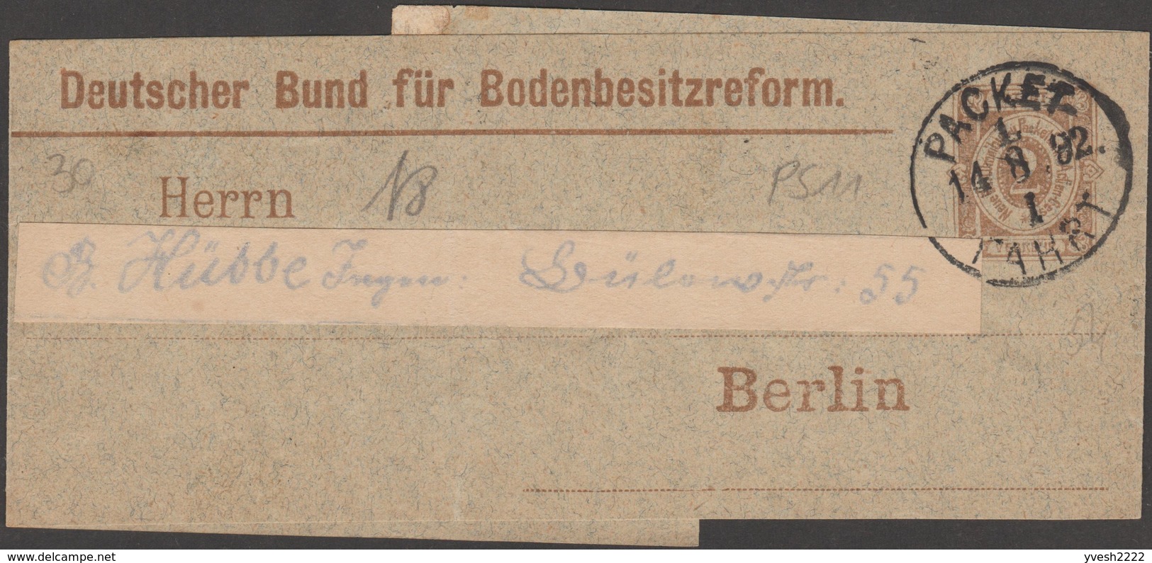 Berlin 1892. Poste Privée, Entier Postal Timbré Sur Commande. ..Bodenbesitzreform, Association Allemande Réforme Agraire - Agriculture
