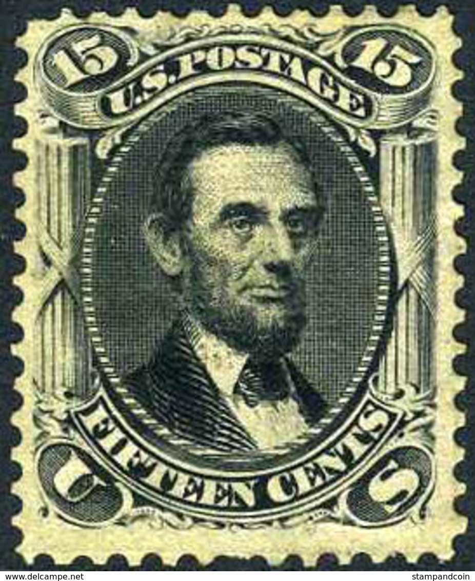 US #98 MINT Original Gum, Hinged  15c  SUPERB CENTERING   Lincoln Of 1867 W/F Grill 9x13mm - Unused Stamps