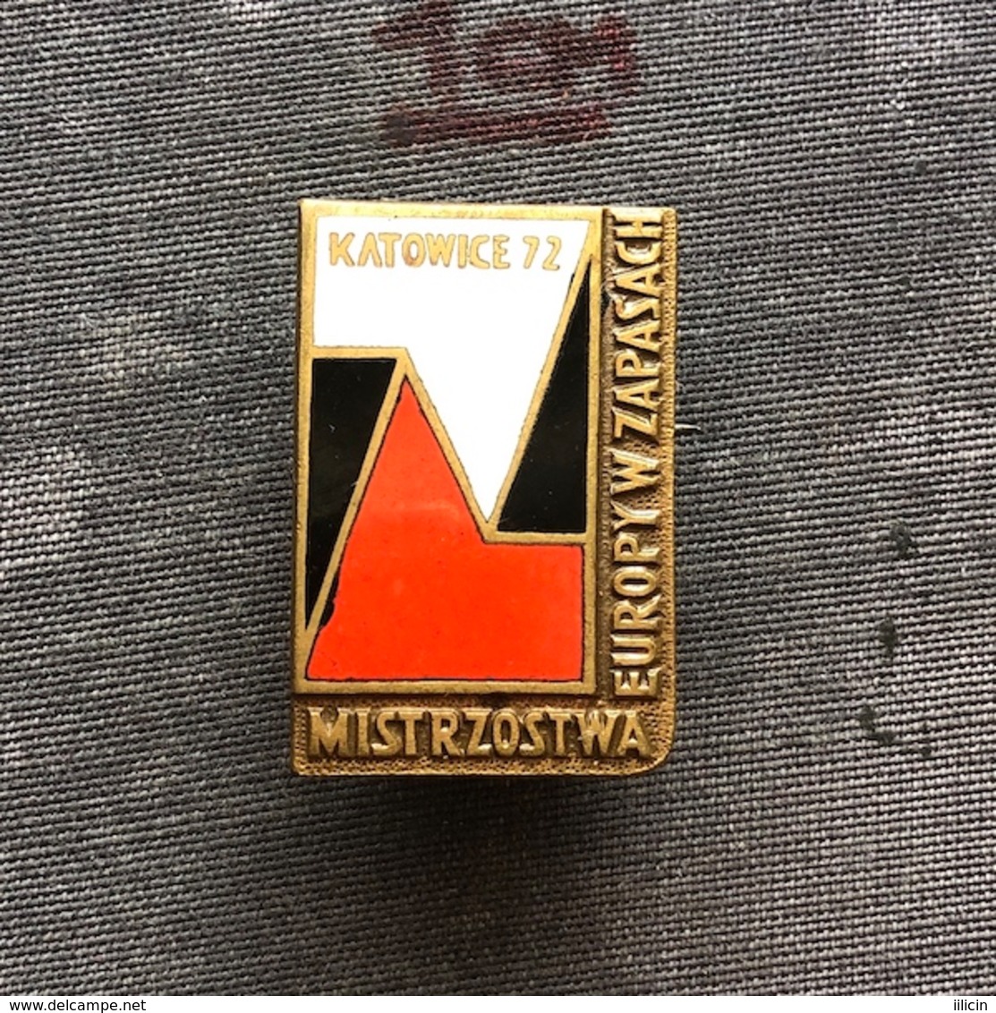 Badge Pin ZN008618 - Wrestling European Championships Poland Katowice 1972 - Ringen