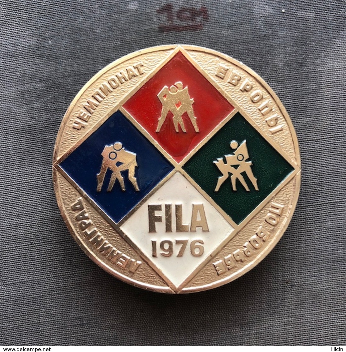 Badge Pin ZN008622 - Wrestling FILA European Championships Soviet Union USSR CCCP Russia Leningrad Sankt-Peterburg 1976 - Lutte