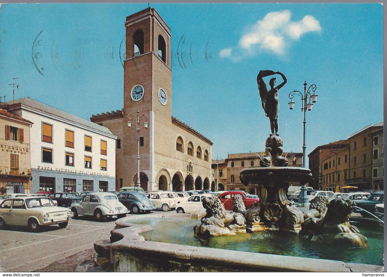 Fano - Piazza XX Settembre - Fontana Della Fortuna - Auto D'epoca - H5371 - Fano