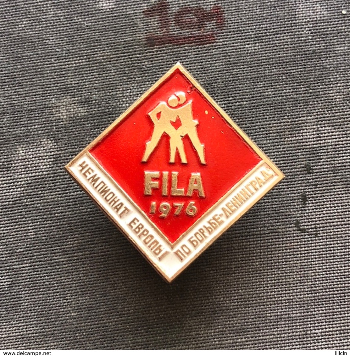 Badge Pin ZN008624 - Wrestling FILA European Championships Soviet Union USSR CCCP Russia Leningrad Sankt-Peterburg 1976 - Lucha