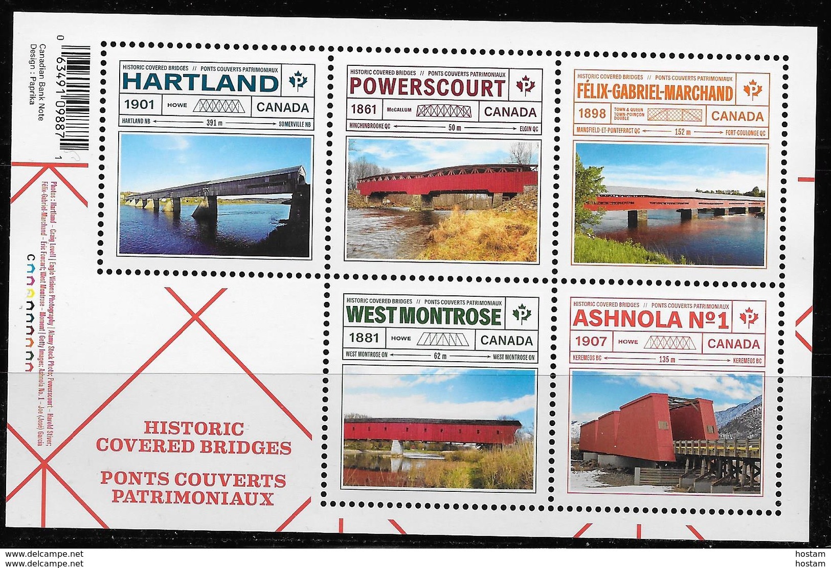 CANADA 2019, #3180. CANADA  HISTORIC COVERED BRIDGES  Souvenir Sheet - Blocs-feuillets