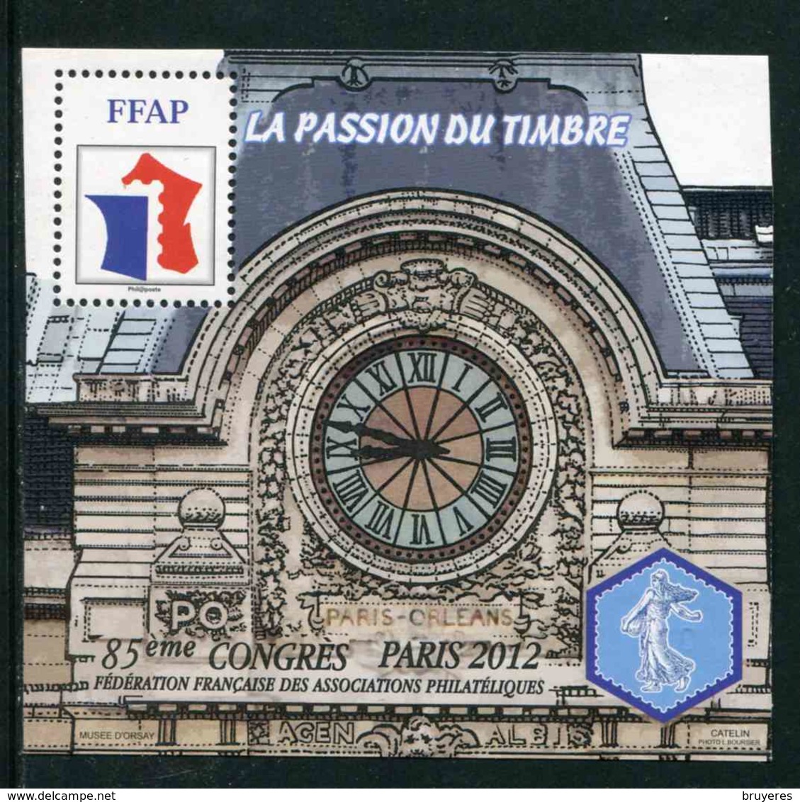 FEUILLET-SOUVENIR** De 2012 De La FFAP "85ème CONGRES POITIERS - LA PASSION DU TIMBRE - Gare D'Orsay" - FFAP