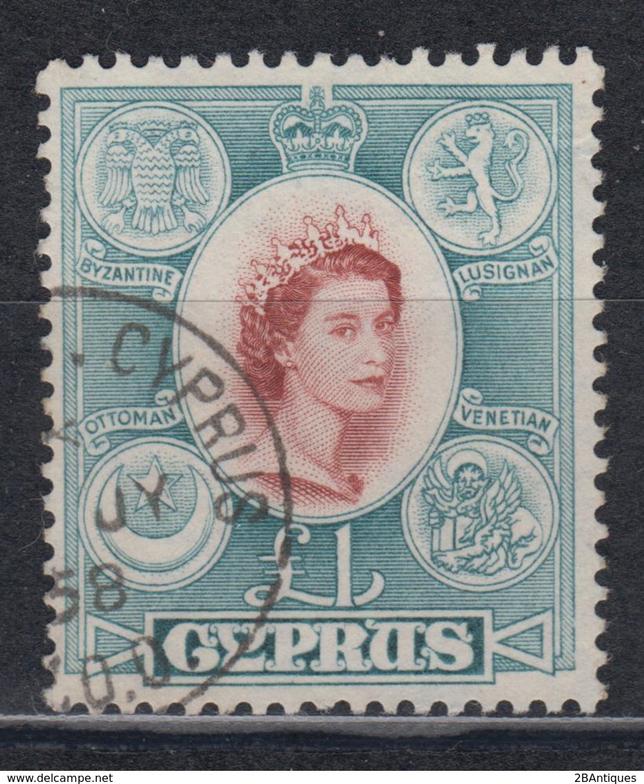 CYPRUS 1955 - Queen Elizabeth II  KEY VALUE 1 POUND! - Usati