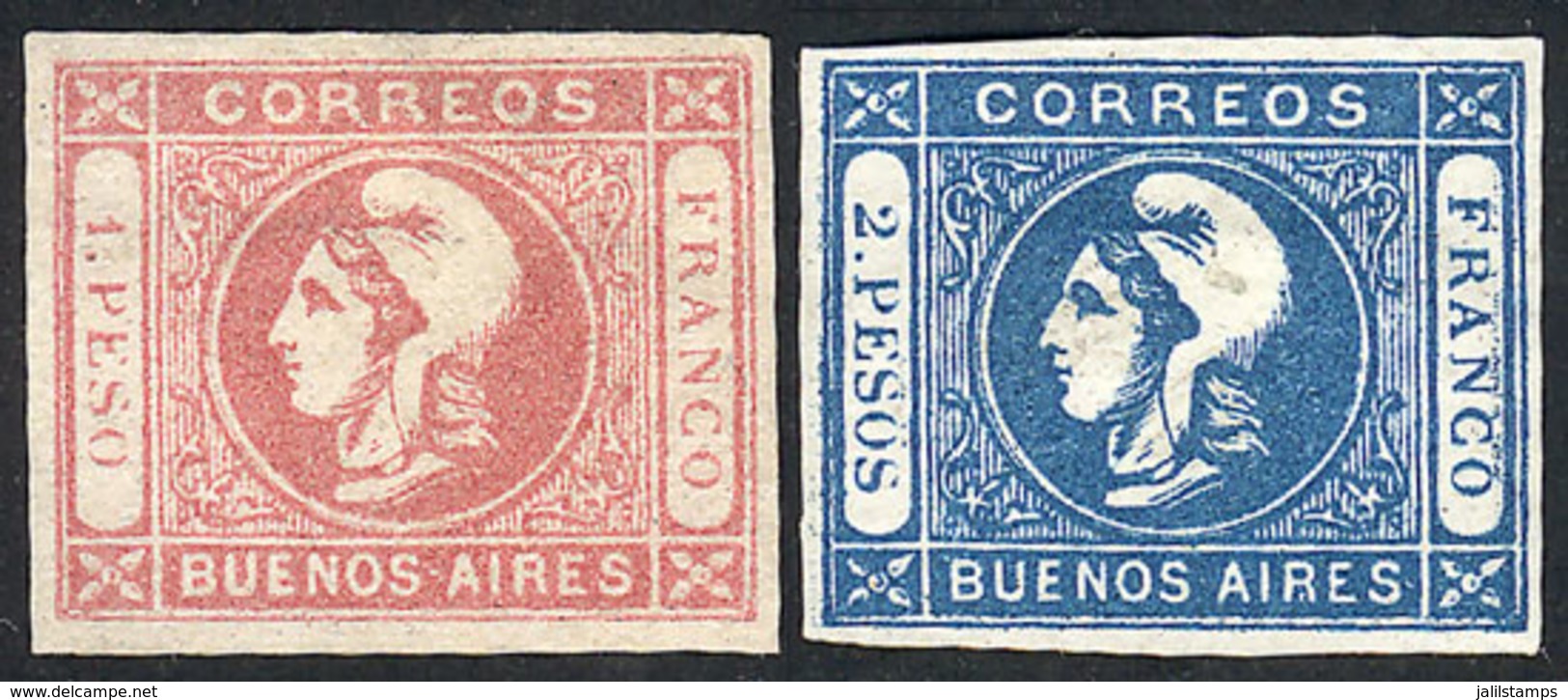 ARGENTINA: GJ.19/20, 1862 Changed Colors, Clear Impression, Cmpl. Set Of 2 Values, Unused, Very Fine Quality, Catalog Va - Buenos Aires (1858-1864)