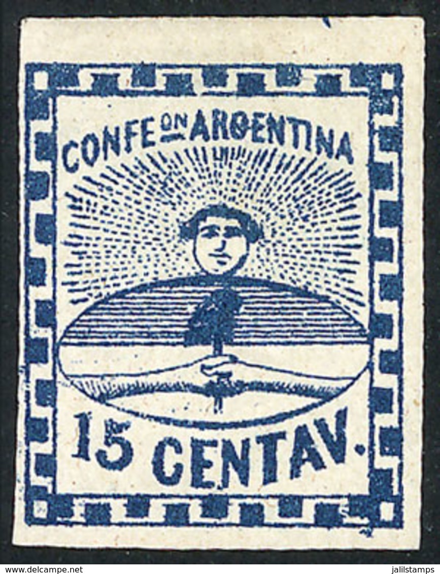 ARGENTINA: GJ.3A, 15c. Dark Blue, Composition B, Mint Original Gum, Very Fine Quality, Very Rare! - Gebruikt