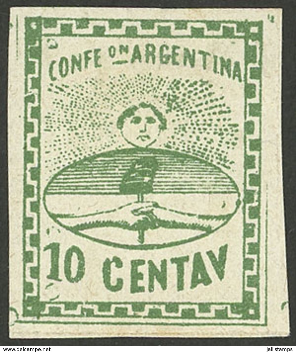 ARGENTINA: GJ.5A, 10c. Large Figures, DARK Green, Superb Example! - Gebruikt