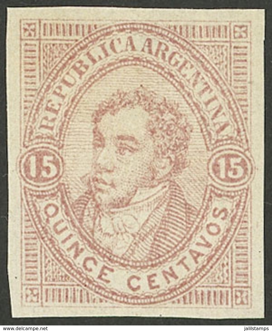 ARGENTINA: PROOFS AND ESSAYS: GJ.E 6, 1863 Unadopted Essay By Roberto Lange, 15c. Light Rose-carmine, VF Quality, Rare! - Covers & Documents