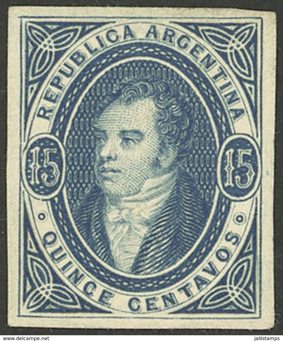 ARGENTINA: PROOFS AND ESSAYS: GJ.E 16, 1863 Proof Printed In London On Thick Grayish Paper, 15c. Slate Blue, Clear Impre - Storia Postale