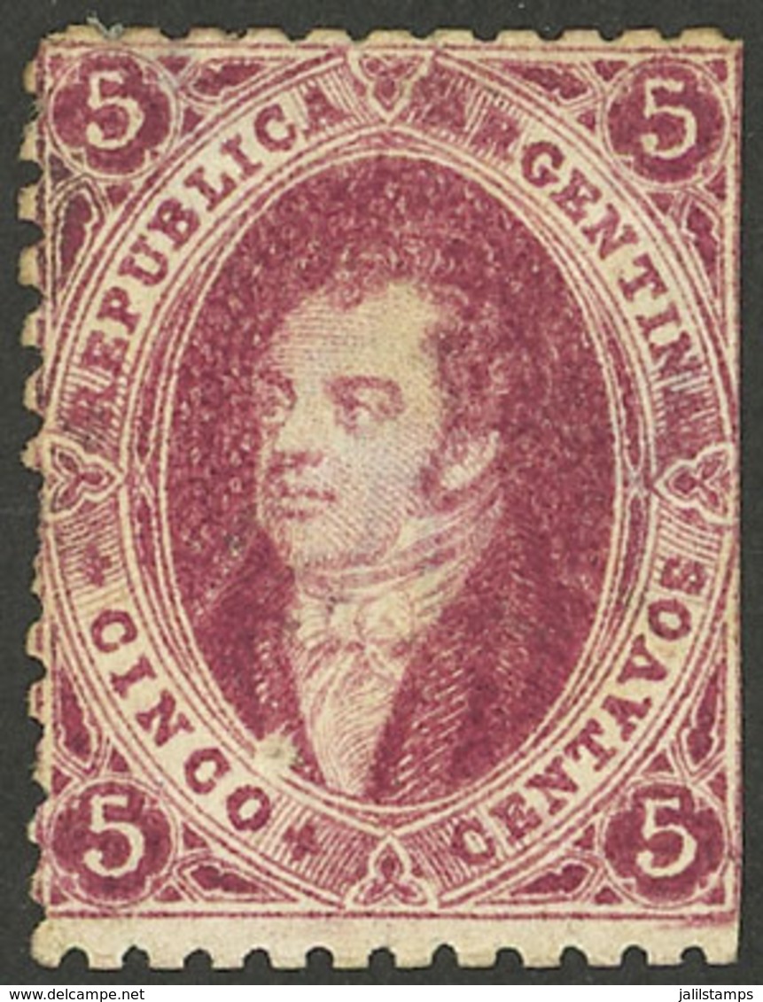 ARGENTINA: PROOFS AND ESSAYS: GJ.E 17, 1863 Proof Printed In London On Original Paper With Watermark, 5c. Carmine, Semi- - Lettres & Documents