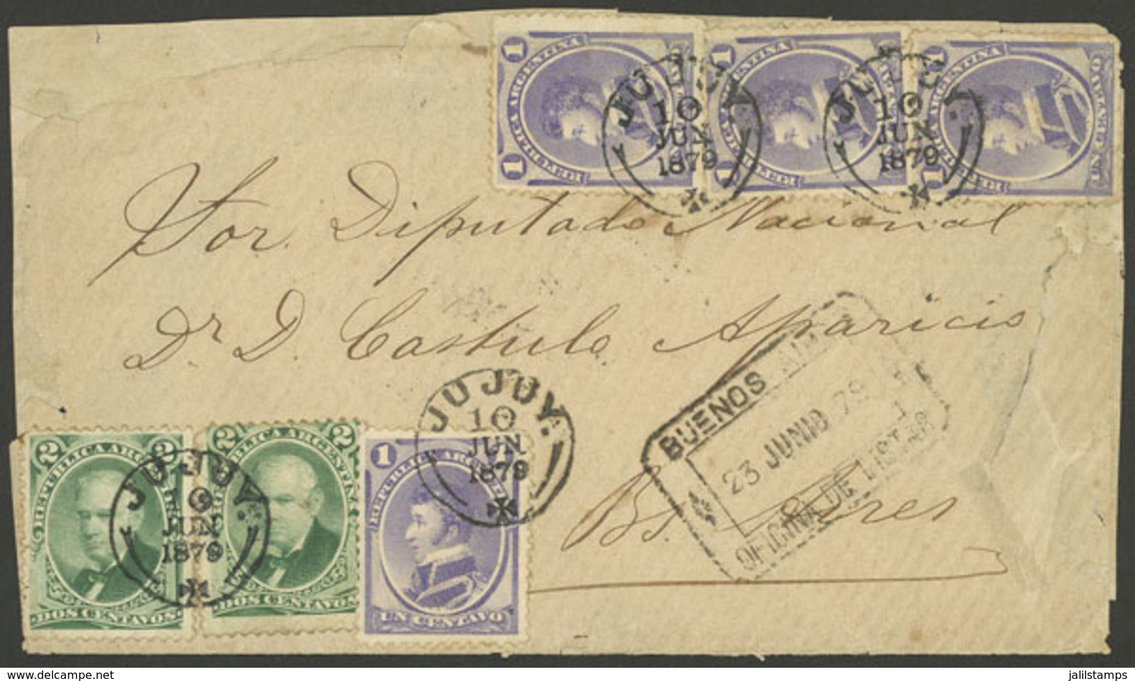 ARGENTINA: Cover Franked With 4x 1c. Balcarce Gray-violet (GJ.35A) + 2x 2c. Vicente Lopez Green (GJ.53), Total 8c., Sent - Storia Postale