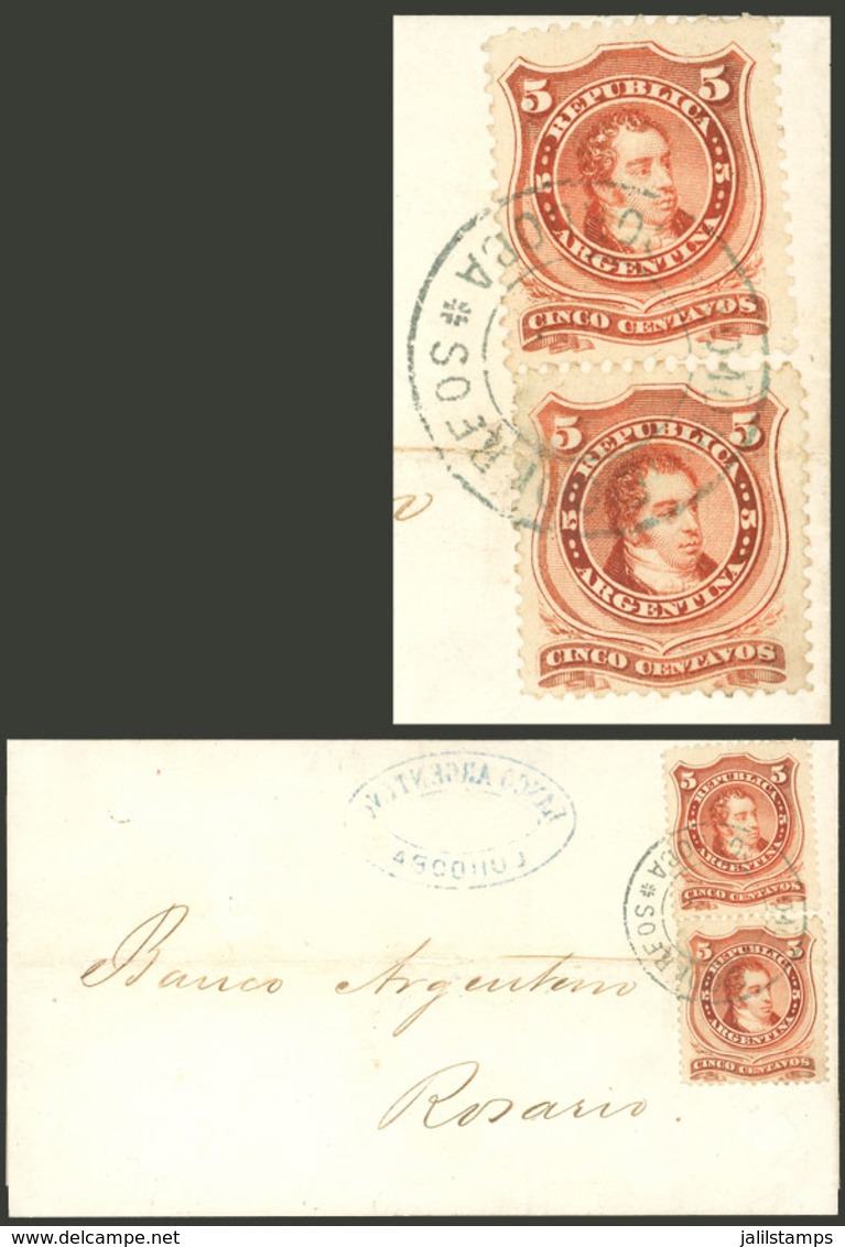 ARGENTINA: VERY RARE COMBINATION: Folded Cover Dated 6/OC/1868 And Sent To Rosario, Franked With 10c. Consisting Of A Un - Lettres & Documents