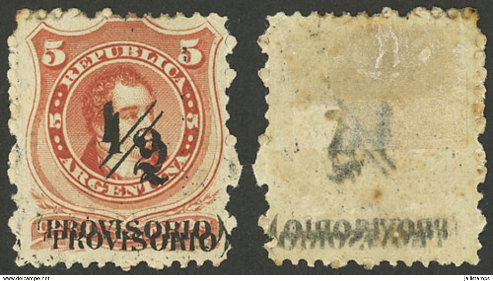 ARGENTINA: GJ.59g, Small P, With DOUBLE Overprint Variety And Also Offset Impression On Back, VF And Rare! - Storia Postale