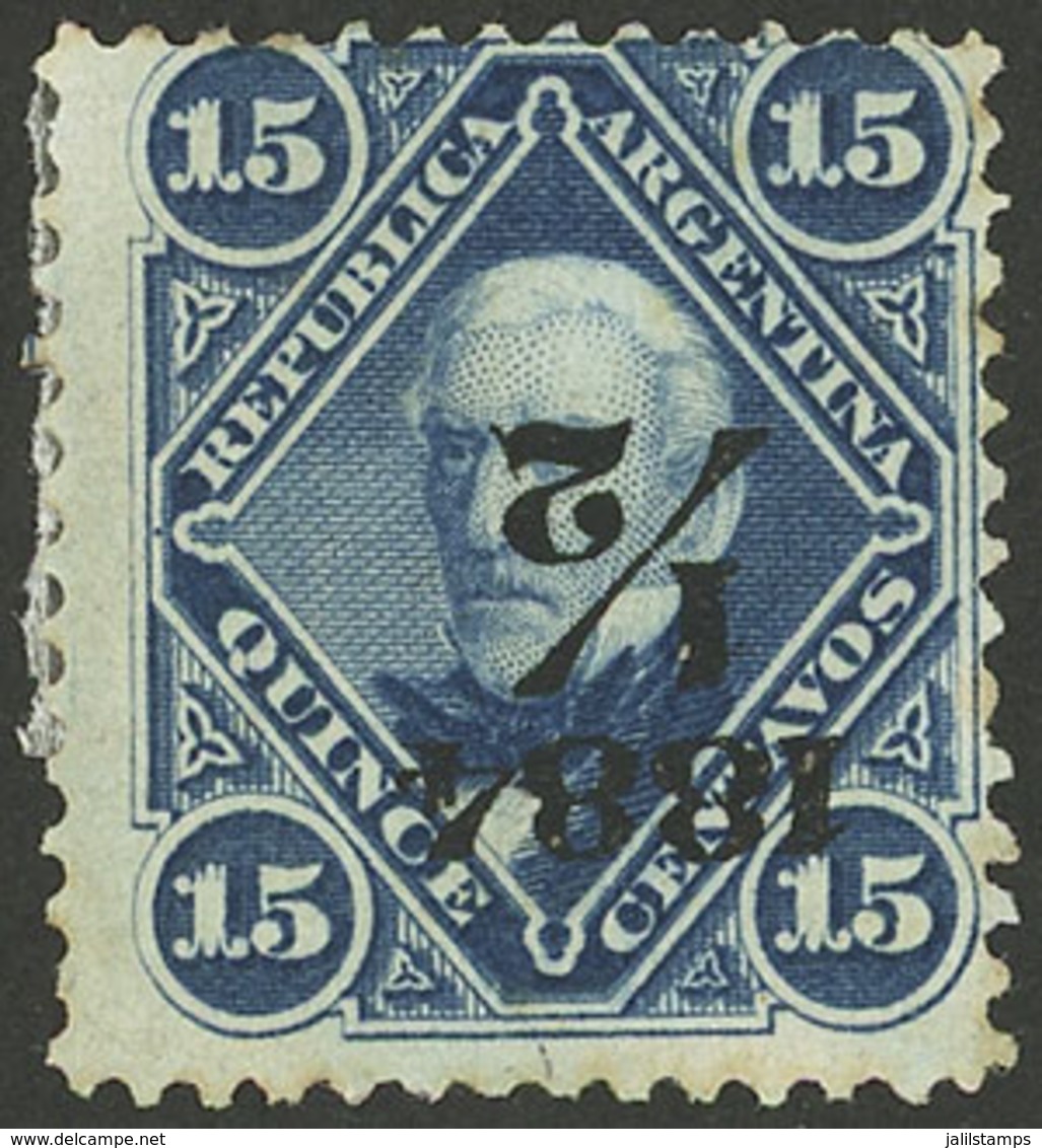 ARGENTINA: GJ.73b, With INVERTED OVERPRINT Variety, Mint Without Gum, VF Quality! - Storia Postale