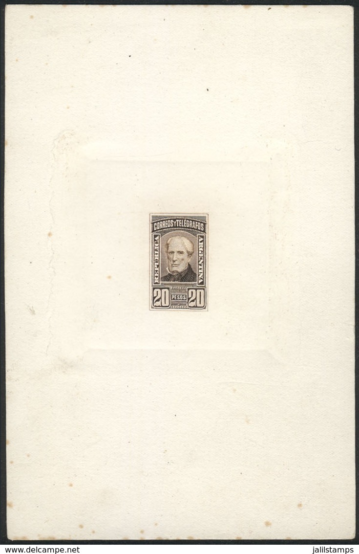 ARGENTINA: GJ.118, 20P. Guillermo Brown, Die Proof In Dark Dun, Printed Directly On Card, Excellent Quality, Rare! - Briefe U. Dokumente