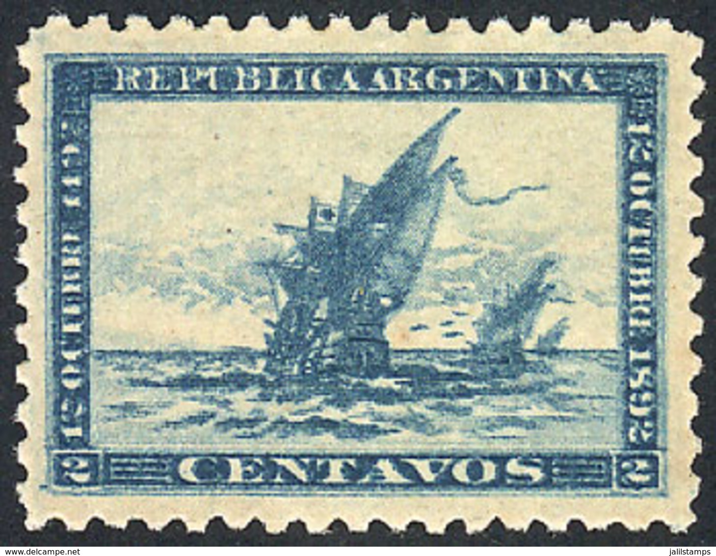 ARGENTINA: GJ.135a, 1892 2c. Discovery Of America With COMPLETE DOUBLE IMPRESSION Var., Mint Without Gum, Excellent Qual - Briefe U. Dokumente