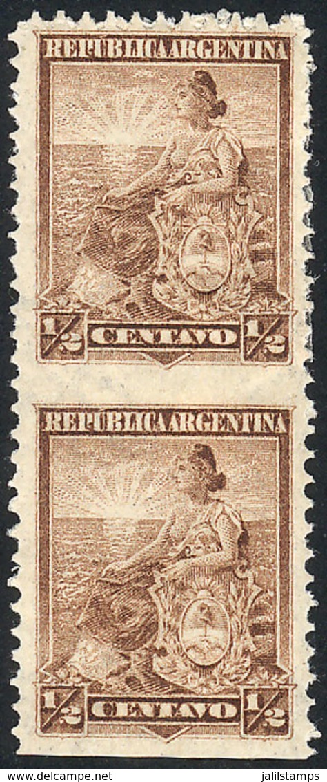 ARGENTINA: GJ.217PH, 1899 ½c. Liberty, Pair IMPERFORATE HORIZONTALLY, VF Quality! - Covers & Documents