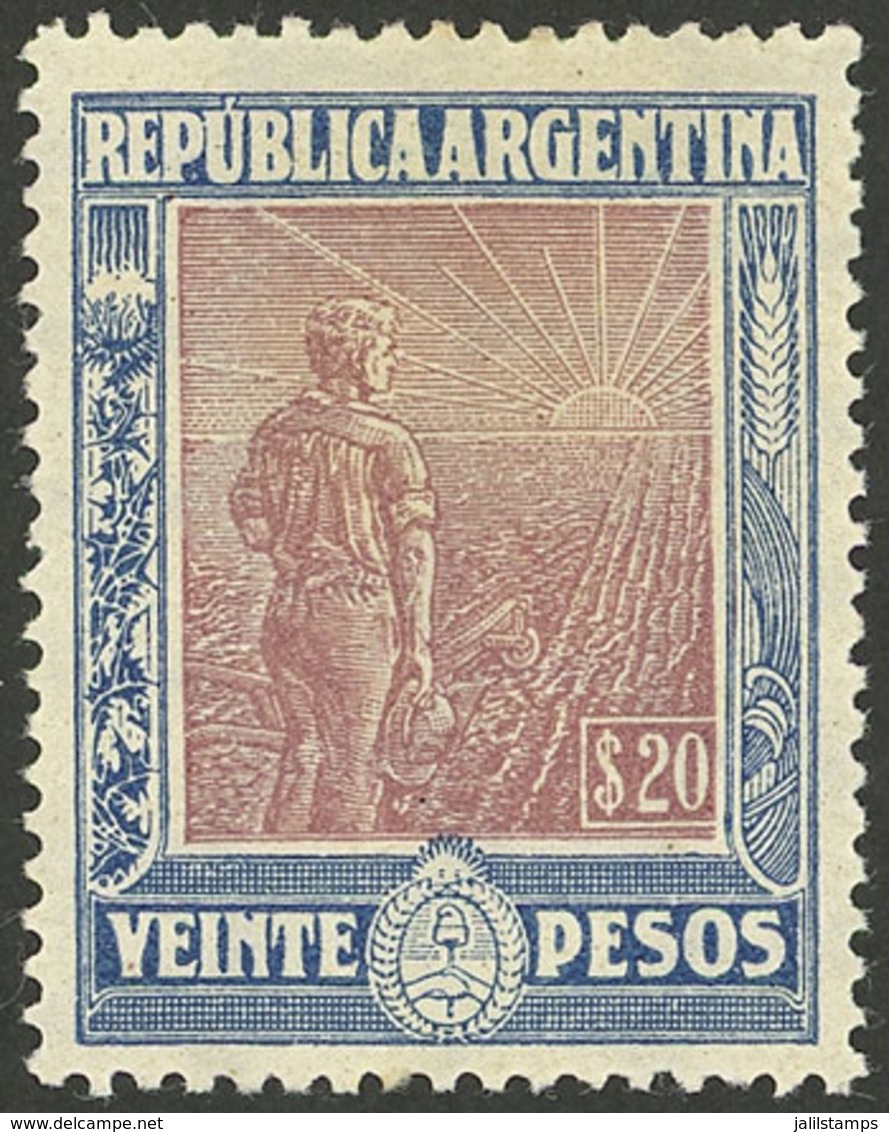 ARGENTINA: GJ.362, 1912 20P. Plowman, Mint Lightly Hinged, Very Well Centered, Very Fresh, Fantastic Colors, Excellent Q - Briefe U. Dokumente