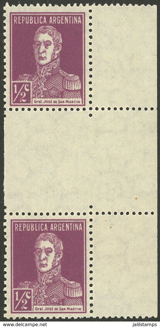 ARGENTINA: GJ.594EHB, Pair With White Horizontal GUTTER, Mint With Tiny Hinge Mark (it Looks MNH), Excellent Quality! - Covers & Documents