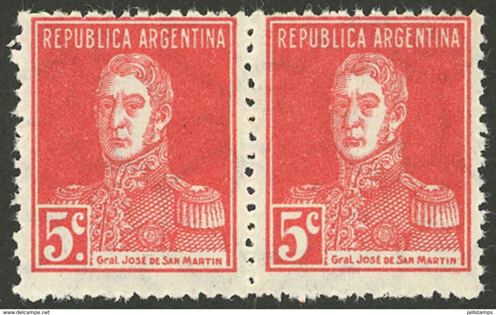 ARGENTINA: GJ.599d, Pair WITH AND WITHOUT PERIOD, Mint With Tiny Hinge Mark, Excellent! - Covers & Documents