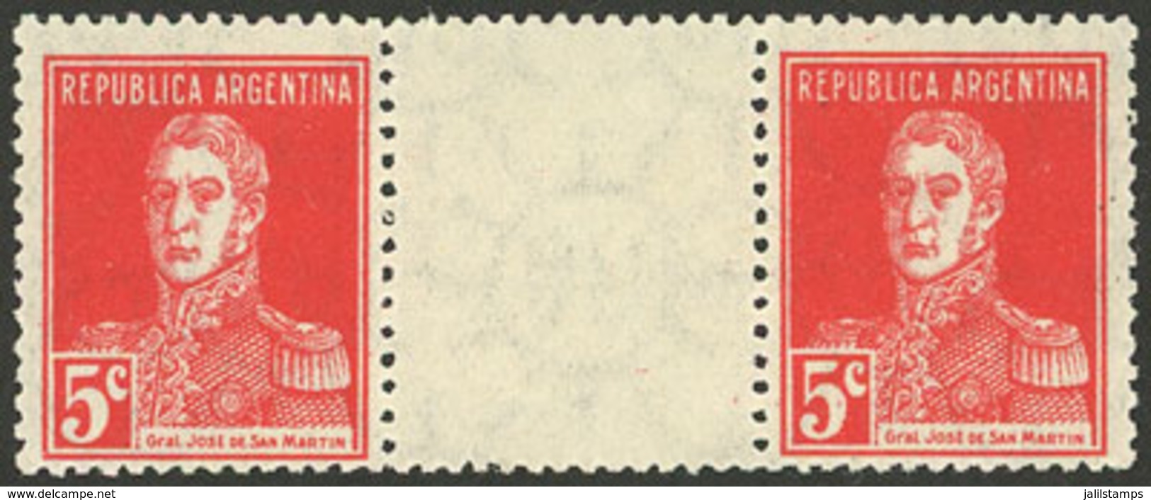 ARGENTINA: GJ.599EV, Horizontal GUTTER Pair, Mint With Tiny Hinge Marks, Excellent Quality! - Covers & Documents