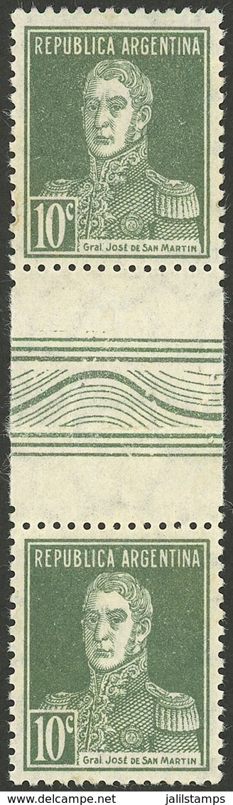 ARGENTINA: GJ.600EHA, Pair With Horizontal Decorated GUTTER, VF Quality, Rare - Briefe U. Dokumente